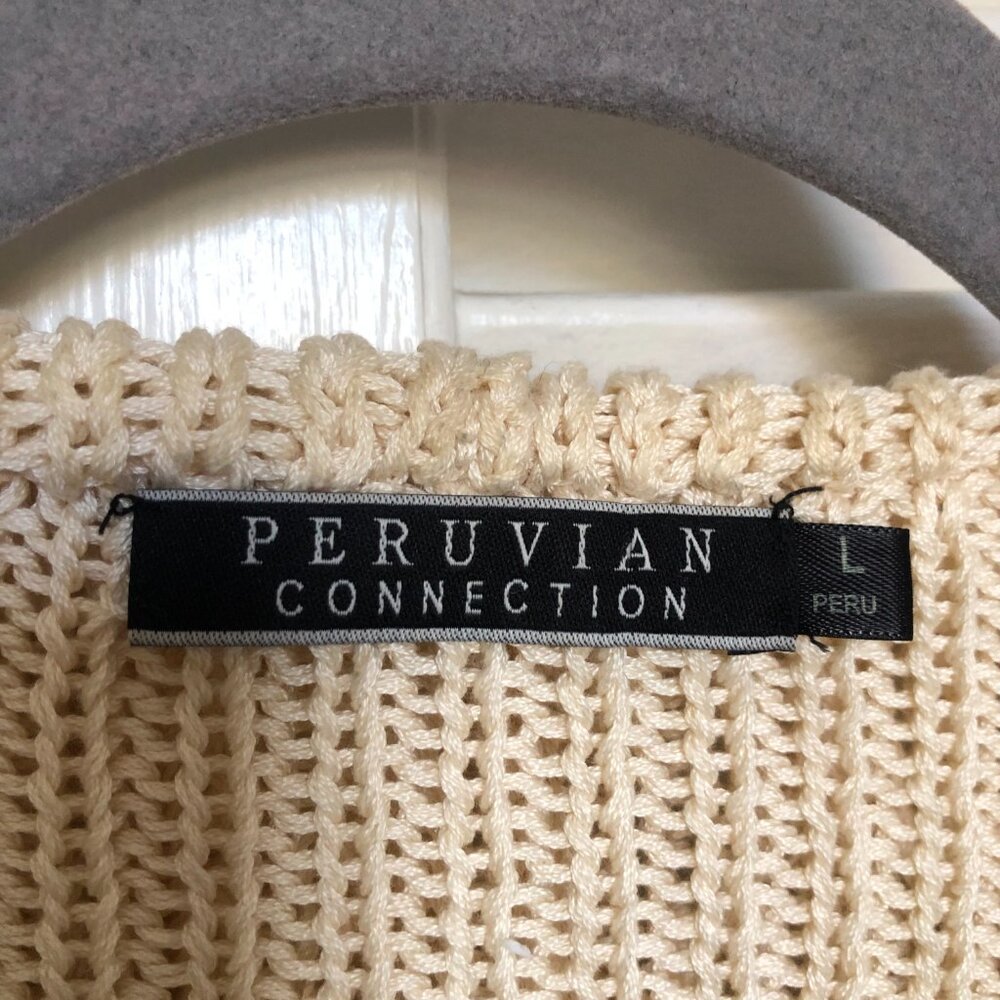Peruvian Connection Cream Open Front Stitched Car… - image 5